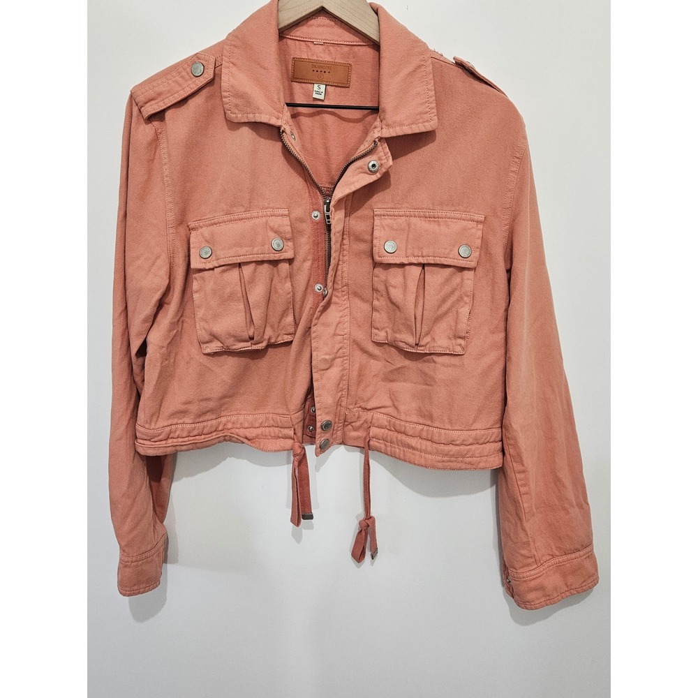 Blank NYC Pink Cropped Utility Jacket Cotton Twl Cargo Drawstring 41KY5876 Small